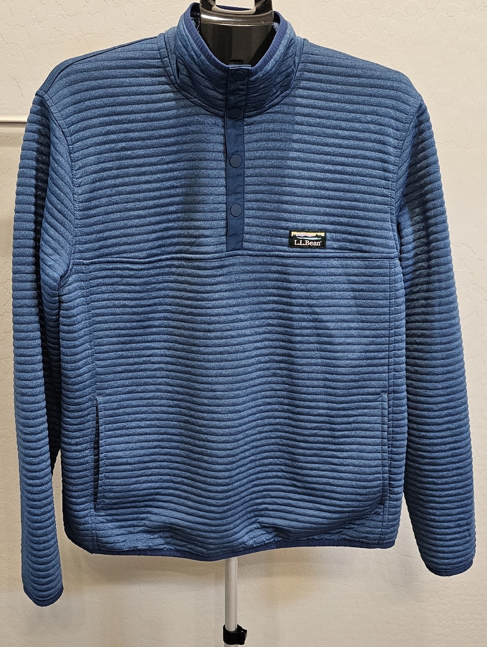 L.L. Bean Indigo Quilted Half-Snap Pullover